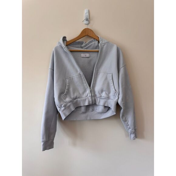 Tna Tops - Tna Sky Blue Cropped Zipped Hoodie Size Small